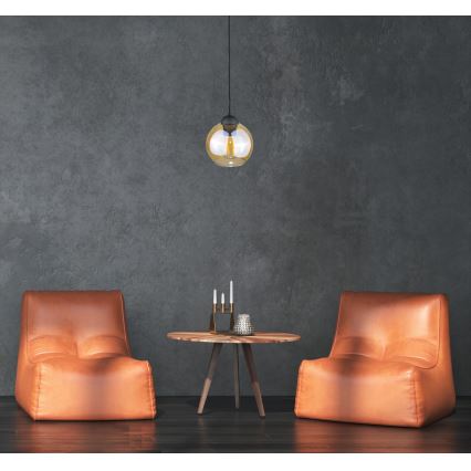 Chandelier on a string AMBRE BLACK 1xE27/60W/230V