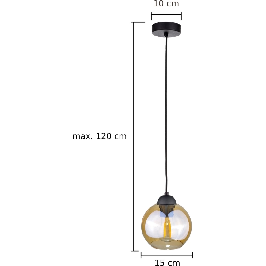 Chandelier on a string AMBRE BLACK 1xE27/60W/230V