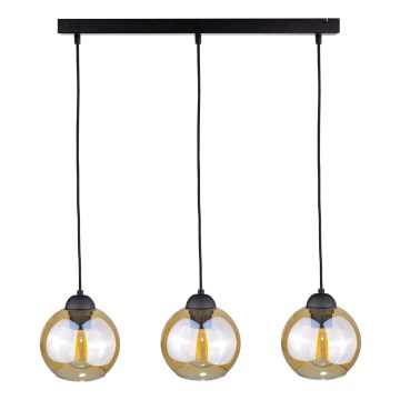 Chandelier on a string AMBRE BLACK 3xE27/60W/230V black/smoky brown