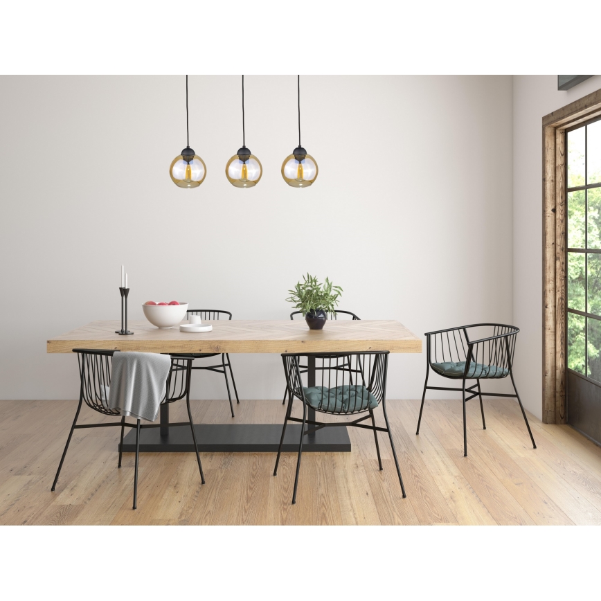 Chandelier on a string AMBRE BLACK 3xE27/60W/230V black/smoky brown