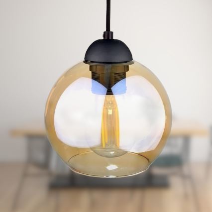 Chandelier on a string AMBRE BLACK 3xE27/60W/230V black/smoky brown