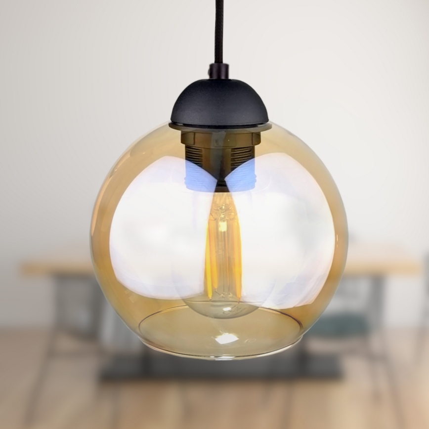 Chandelier on a string AMBRE BLACK 3xE27/60W/230V black/smoky brown