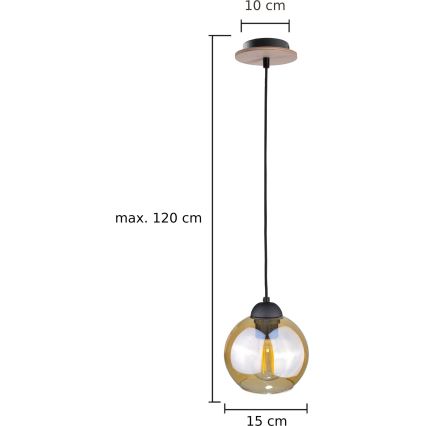 Chandelier on a string AMBRE WOOD 1xE27/60W/230V