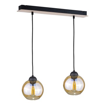 Chandelier on a string AMBRE WOOD 2xE27/60W/230V