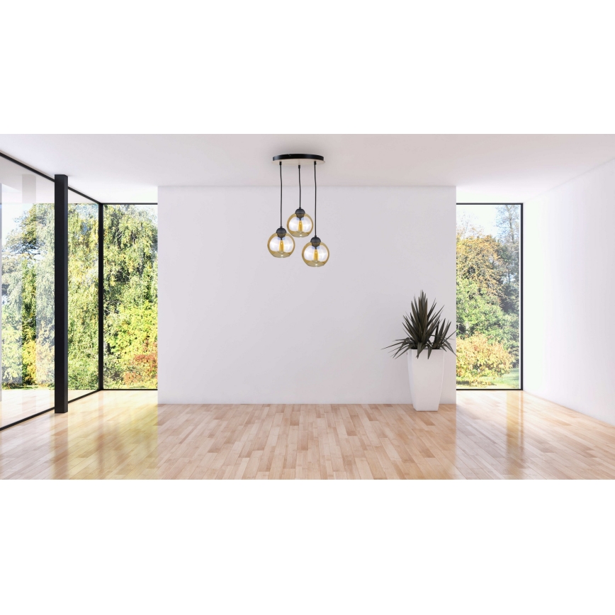 Chandelier on a string AMBRE WOOD 3xE27/60W/230V d. 30 cm