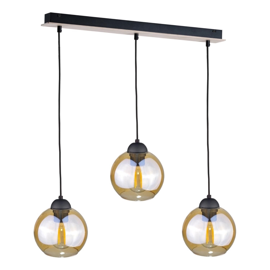 Chandelier on a string AMBRE WOOD 3xE27/60W/230V