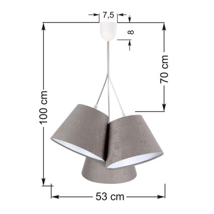Chandelier on a string AMBROSIA 3xE27/60W/230V