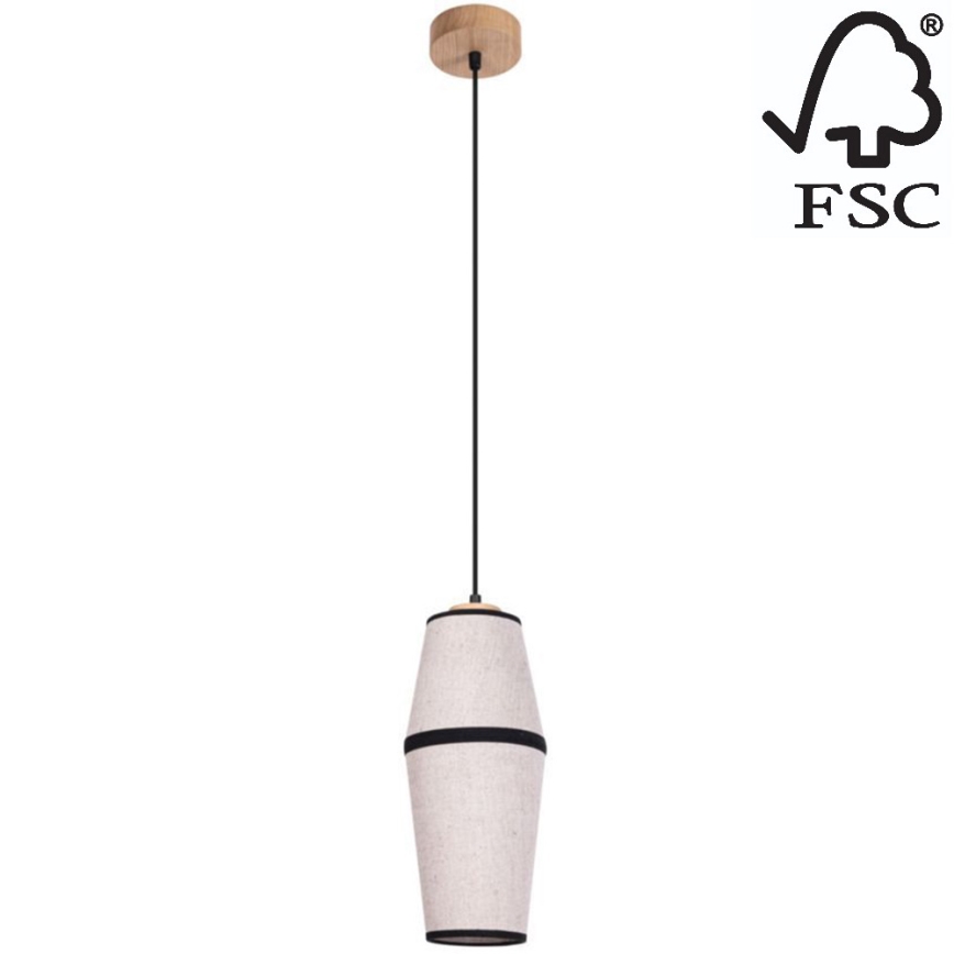 Chandelier on a string AMIGO 1xE27/25W/230V oak – FSC certified