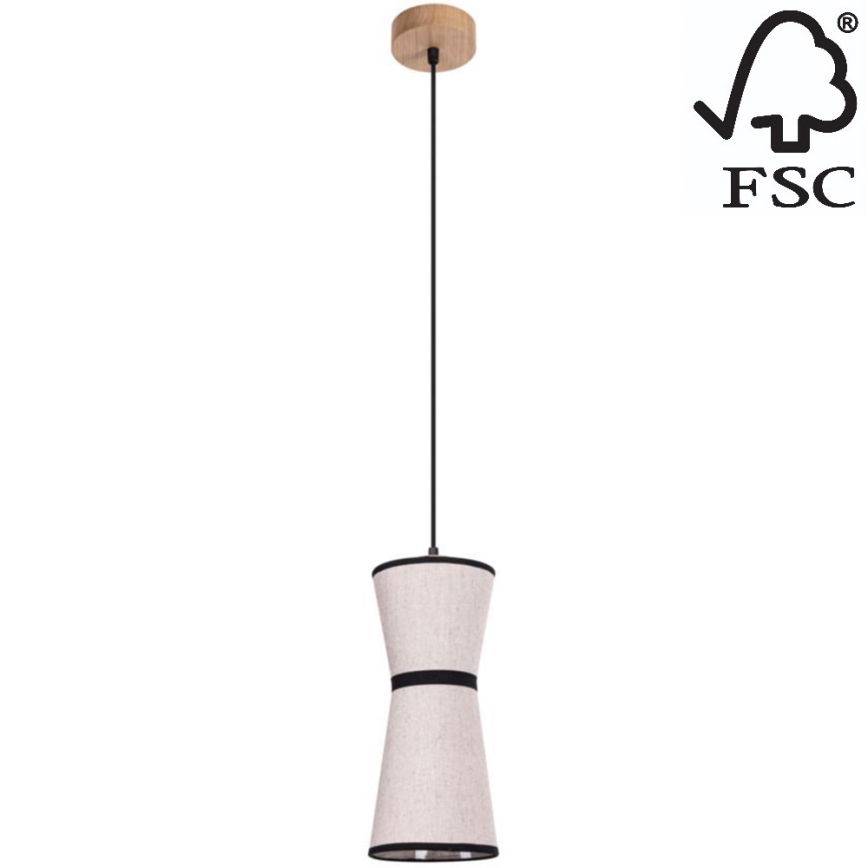 Chandelier on a string AMIGO 1xE27/25W/230V oak – FSC certified