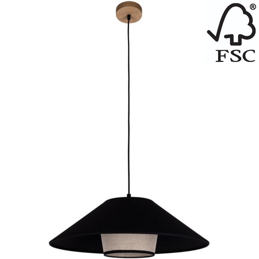 Chandelier on a string AMIGO 1xE27/60W/230V oak – FSC certified