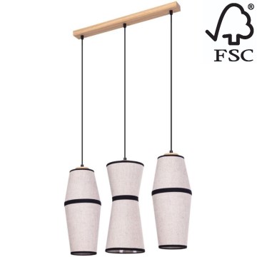 Chandelier on a string AMIGO 3xE27/25W/230V oak – FSC certified
