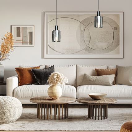Chandelier on a string ARCADIA 1xE27/60W/230V d. 13 cm black/smoky