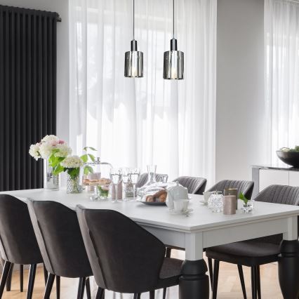 Chandelier on a string ARCADIA 1xE27/60W/230V d. 13 cm black/smoky