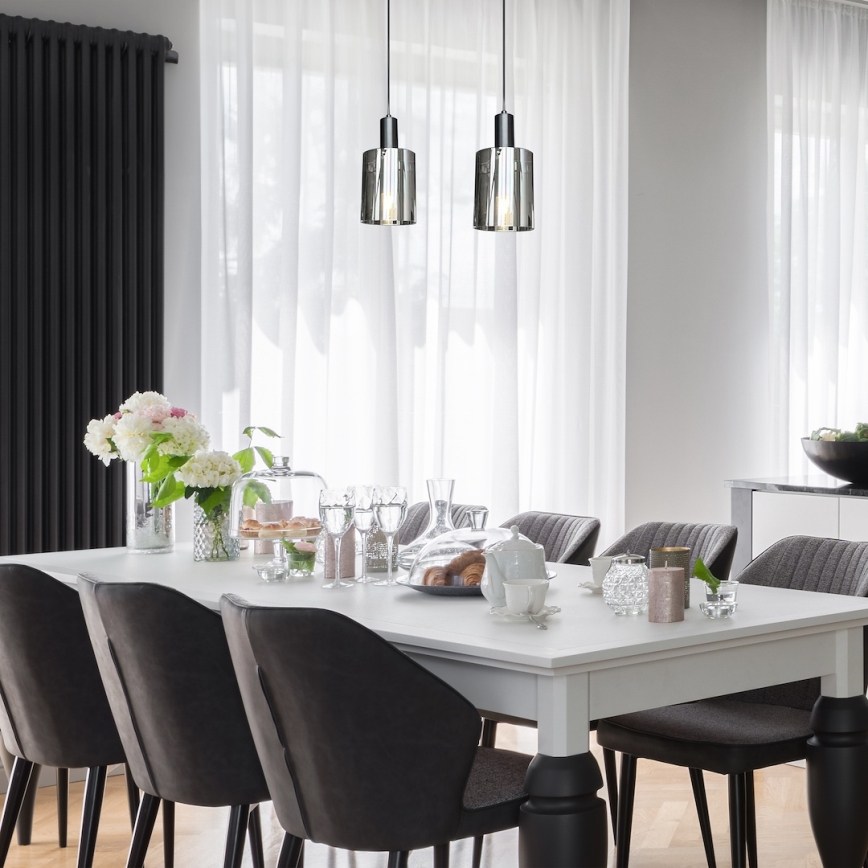 Chandelier on a string ARCADIA 1xE27/60W/230V d. 13 cm black/smoky