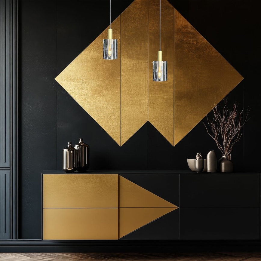 Chandelier on a string ARCADIA 1xE27/60W/230V d. 13 cm gold/smoky