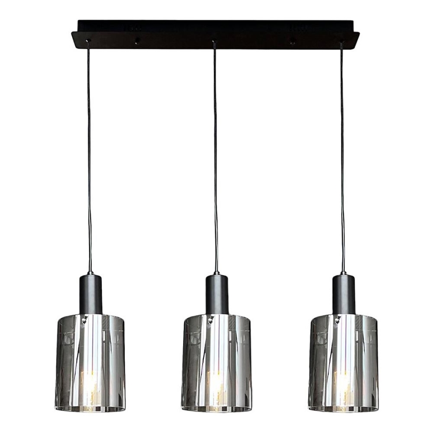 Chandelier on a string ARCADIA 3xE27/60W/230V black/smoky