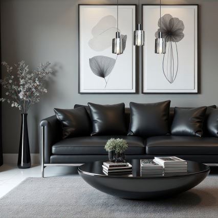 Chandelier on a string ARCADIA 3xE27/60W/230V black/smoky