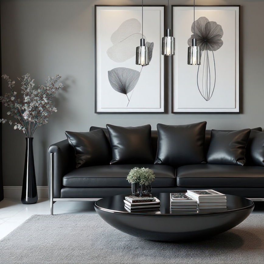Chandelier on a string ARCADIA 3xE27/60W/230V black/smoky