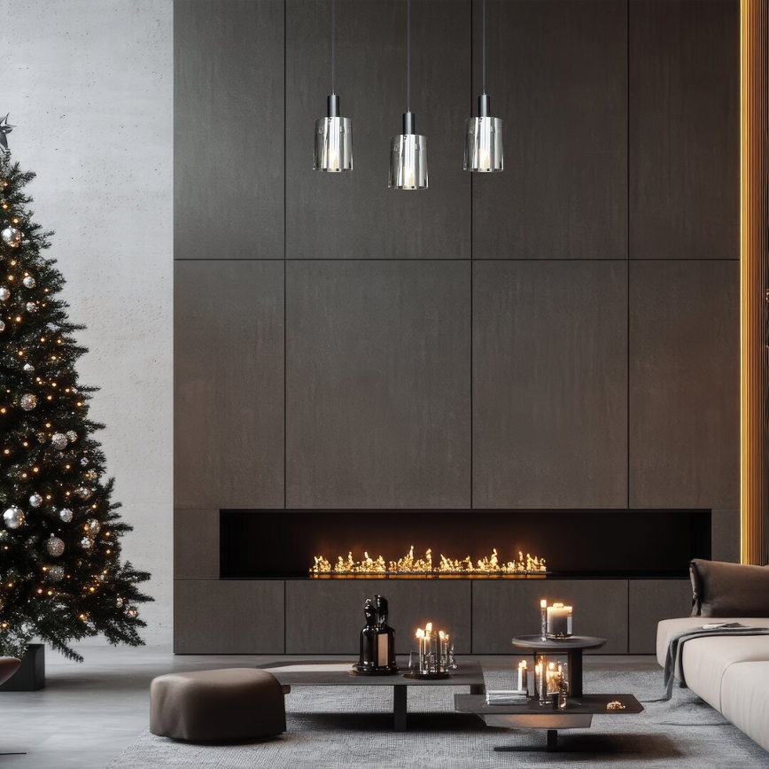 Chandelier on a string ARCADIA 3xE27/60W/230V black/smoky