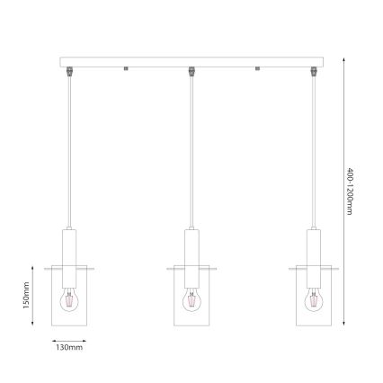 Chandelier on a string ARCADIA 3xE27/60W/230V black/smoky