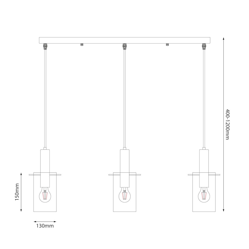 Chandelier on a string ARCADIA 3xE27/60W/230V black/smoky