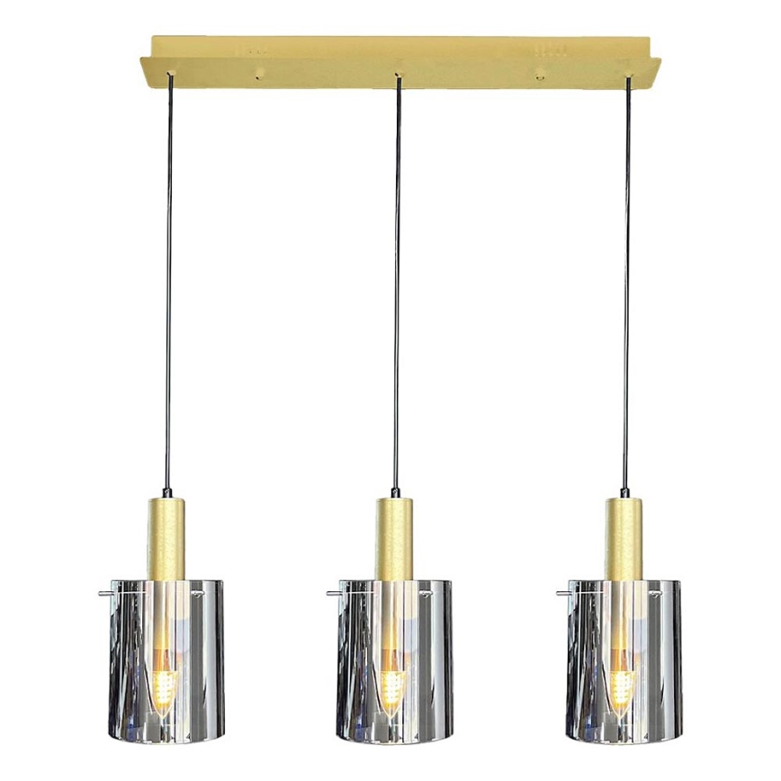 Chandelier on a string ARCADIA 3xE27/60W/230V gold/smoky