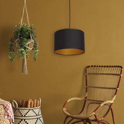 Chandelier on a string ARDEN 1xE27/60W/230V d. 25 cm black/golden
