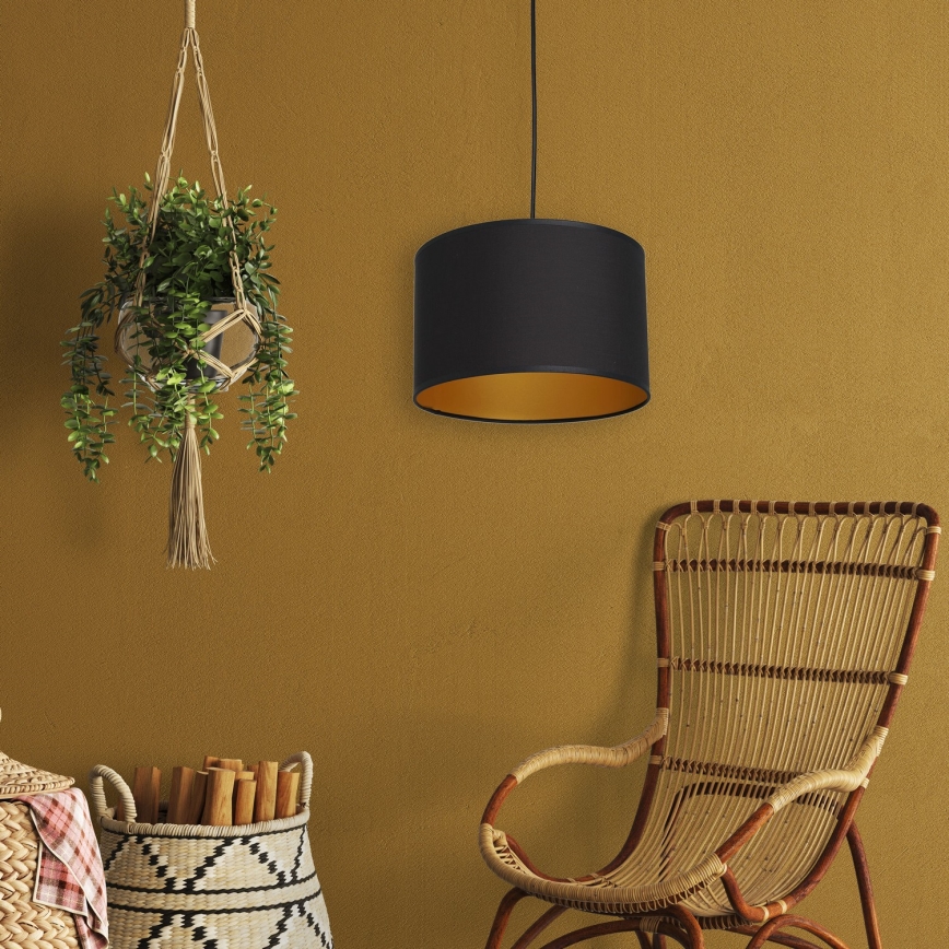 Chandelier on a string ARDEN 1xE27/60W/230V d. 25 cm black/golden