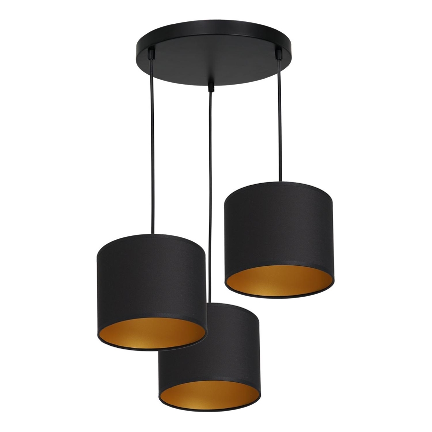 Chandelier on a string ARDEN 3xE27/60W/230V black/gold