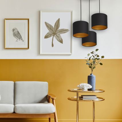 Chandelier on a string ARDEN 3xE27/60W/230V black/gold