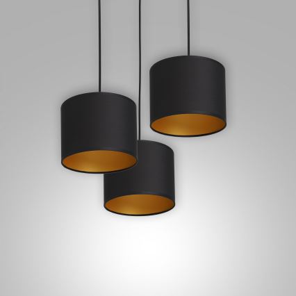 Chandelier on a string ARDEN 3xE27/60W/230V black/gold