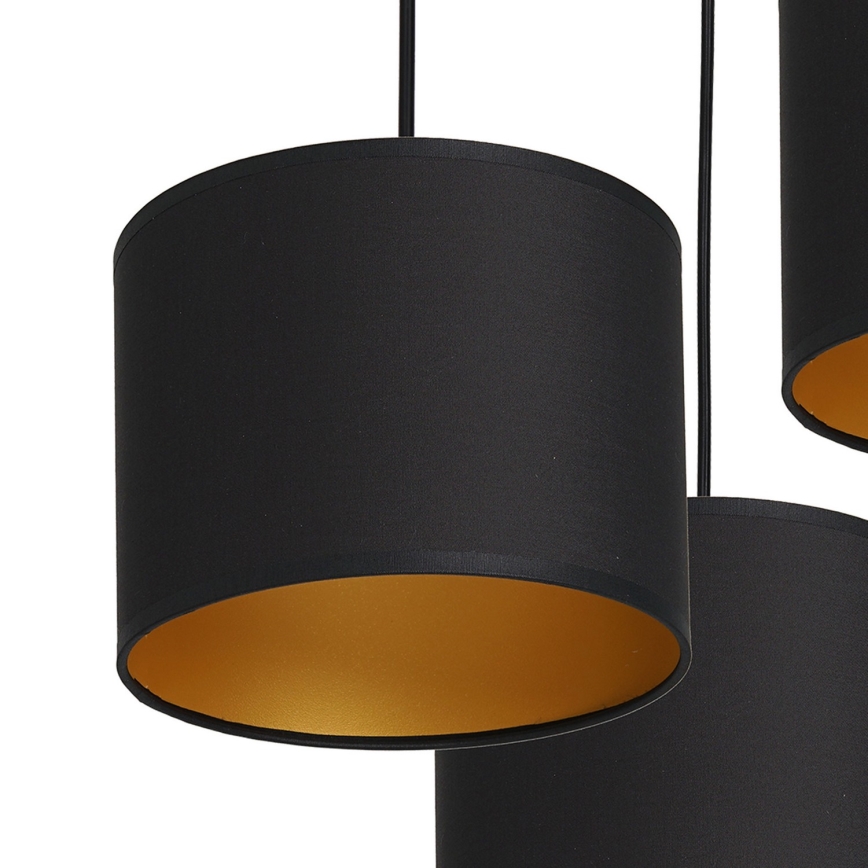 Chandelier on a string ARDEN 3xE27/60W/230V black/gold