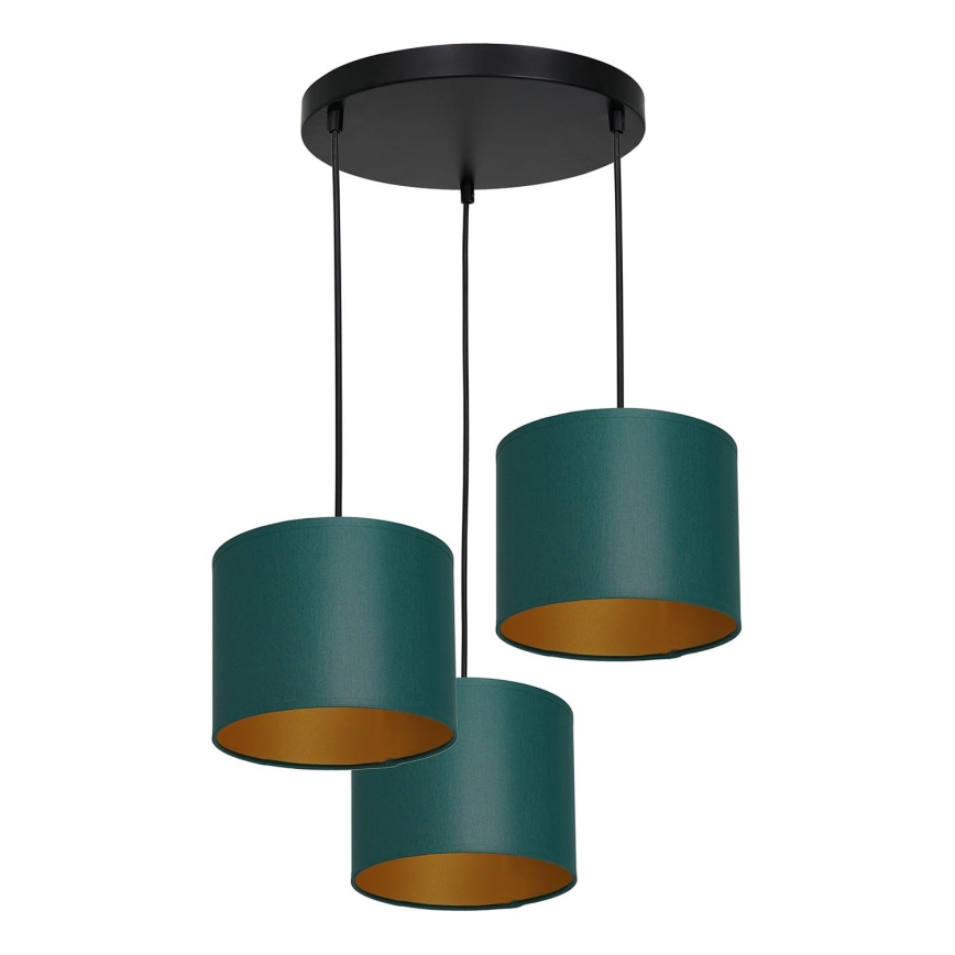 Chandelier on a string ARDEN 3xE27/60W/230V green/gold