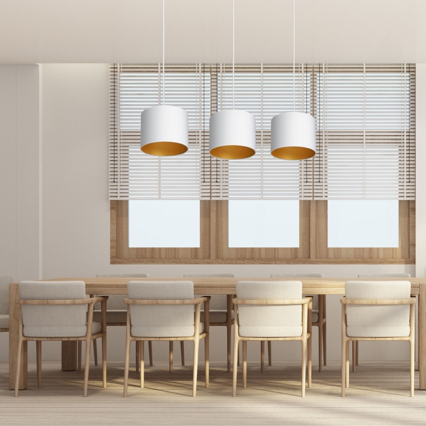 Chandelier on a string ARDEN 3xE27/60W/230V white/gold