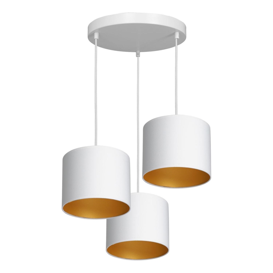 Chandelier on a string ARDEN 3xE27/60W/230V white/gold