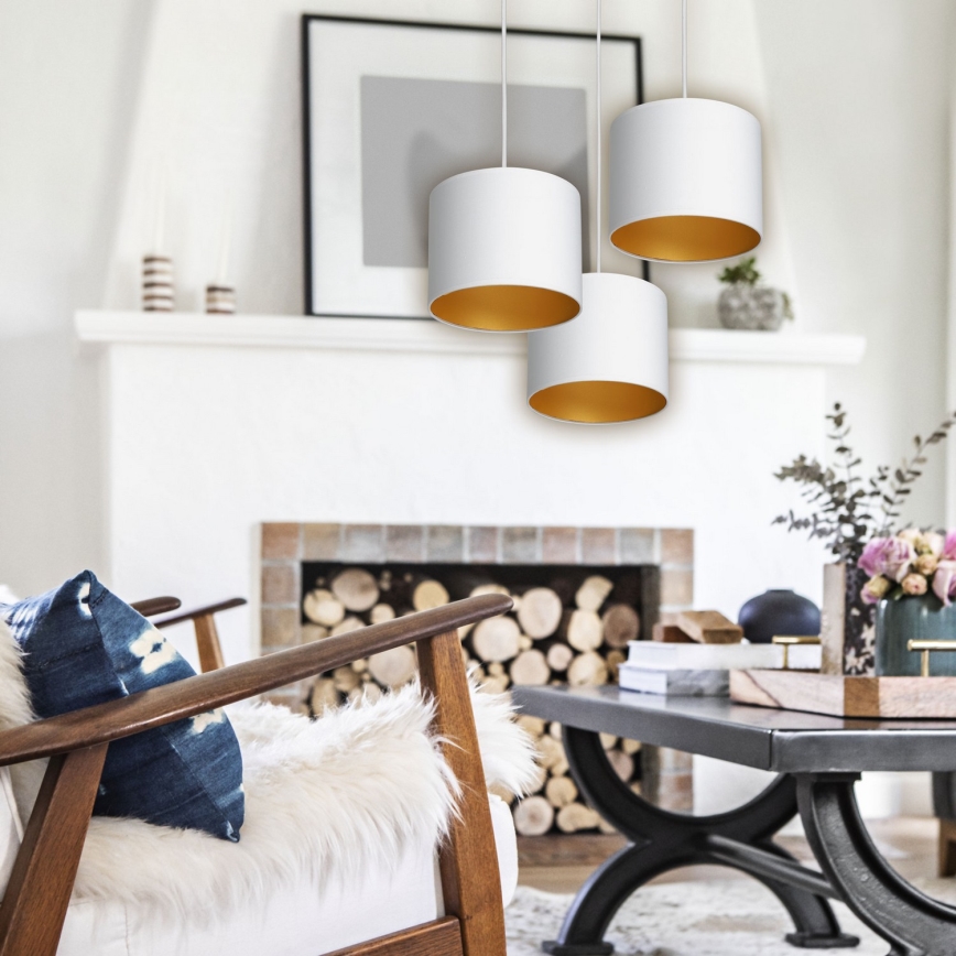 Chandelier on a string ARDEN 3xE27/60W/230V white/gold