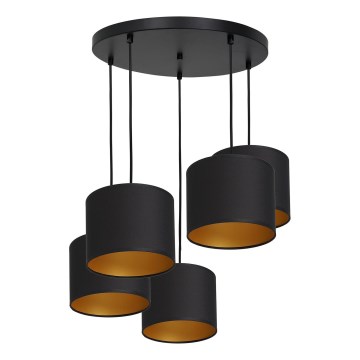 Chandelier on a string ARDEN 5xE27/60W/230V black/golden