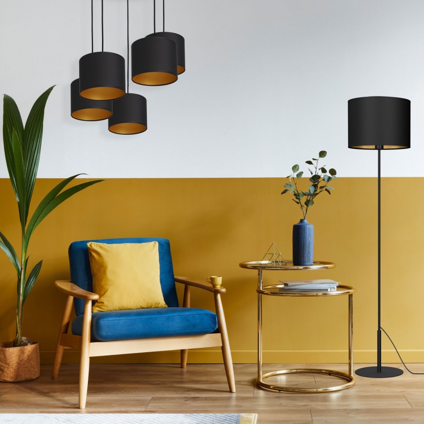 Chandelier on a string ARDEN 5xE27/60W/230V black/golden