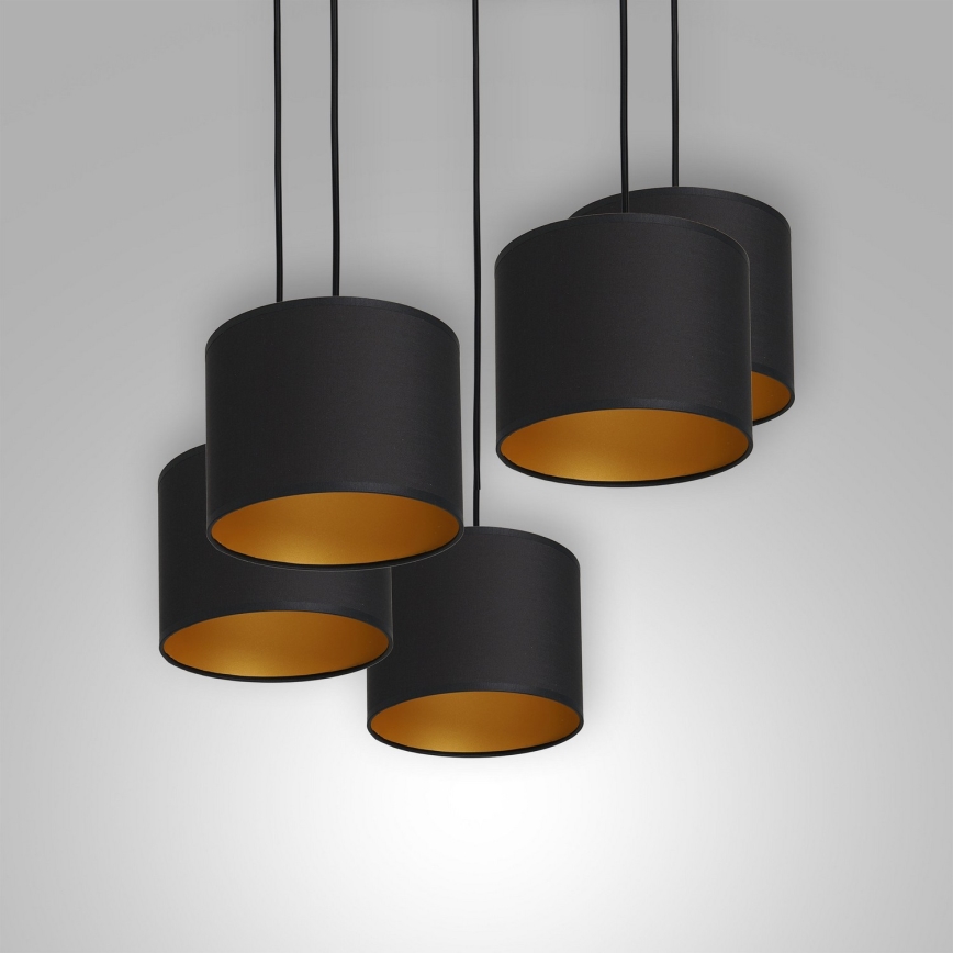 Chandelier on a string ARDEN 5xE27/60W/230V black/golden