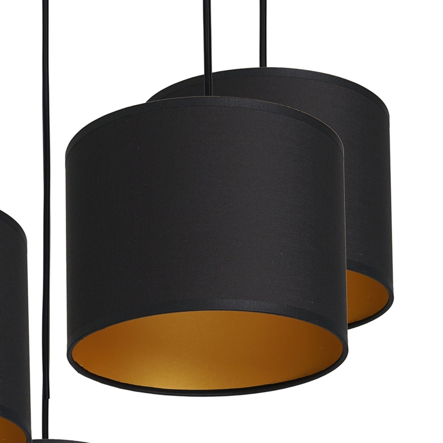 Chandelier on a string ARDEN 5xE27/60W/230V black/golden