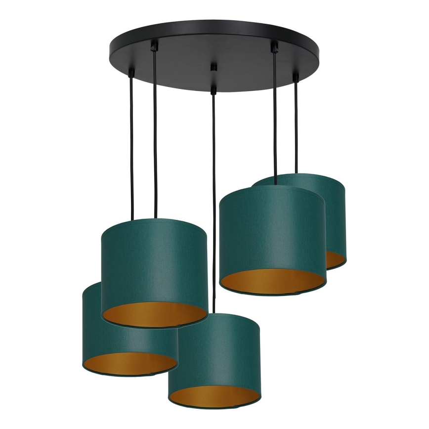 Chandelier on a string ARDEN 5xE27/60W/230V green/gold