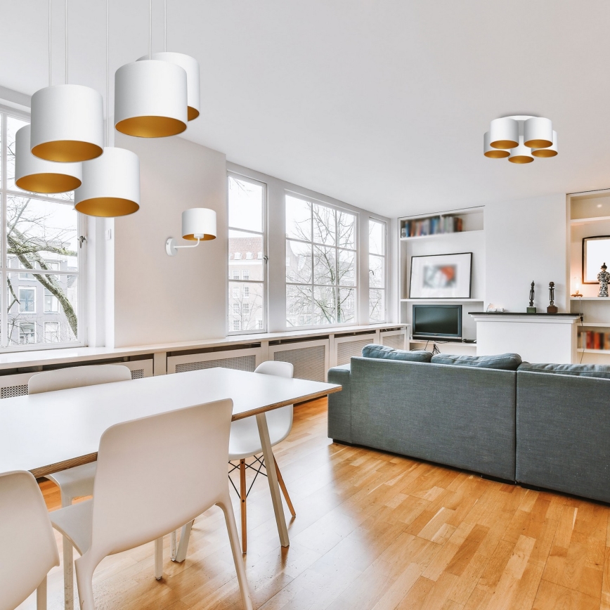 Chandelier on a string ARDEN 5xE27/60W/230V white/gold