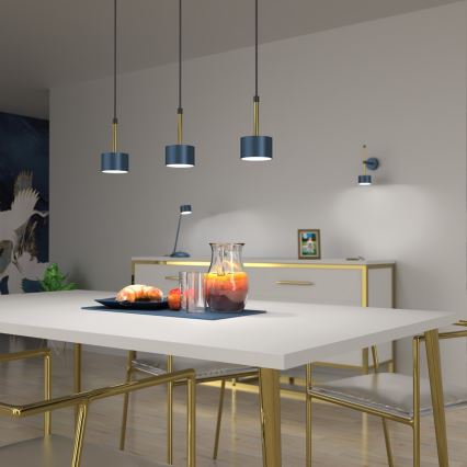 Chandelier on a string ARENA 3xGX53/11W/230V blue/golden