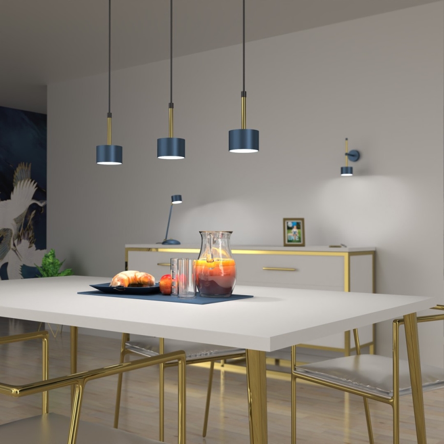 Chandelier on a string ARENA 3xGX53/11W/230V blue/golden