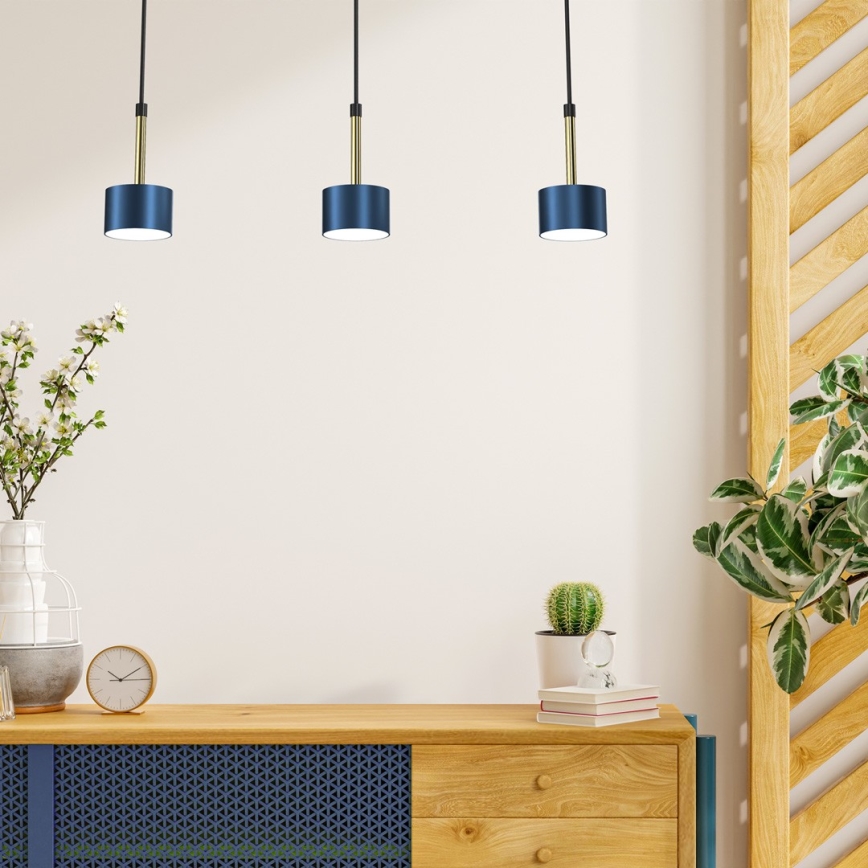 Chandelier on a string ARENA 3xGX53/11W/230V blue/golden