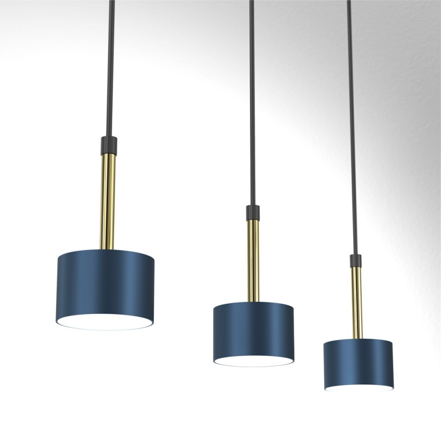 Chandelier on a string ARENA 3xGX53/11W/230V blue/golden