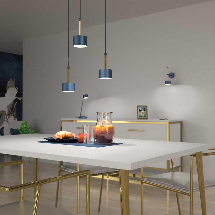 Chandelier on a string ARENA 3xGX53/11W/230V blue/golden