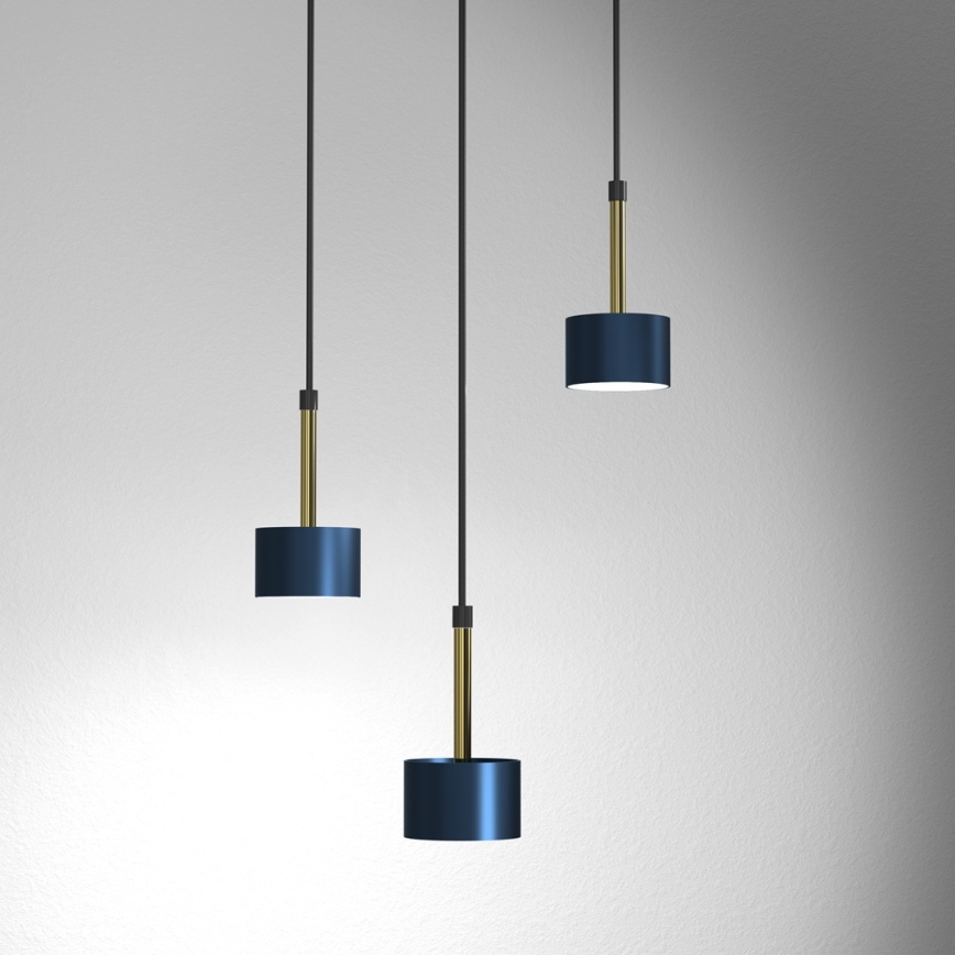 Chandelier on a string ARENA 3xGX53/11W/230V blue/golden