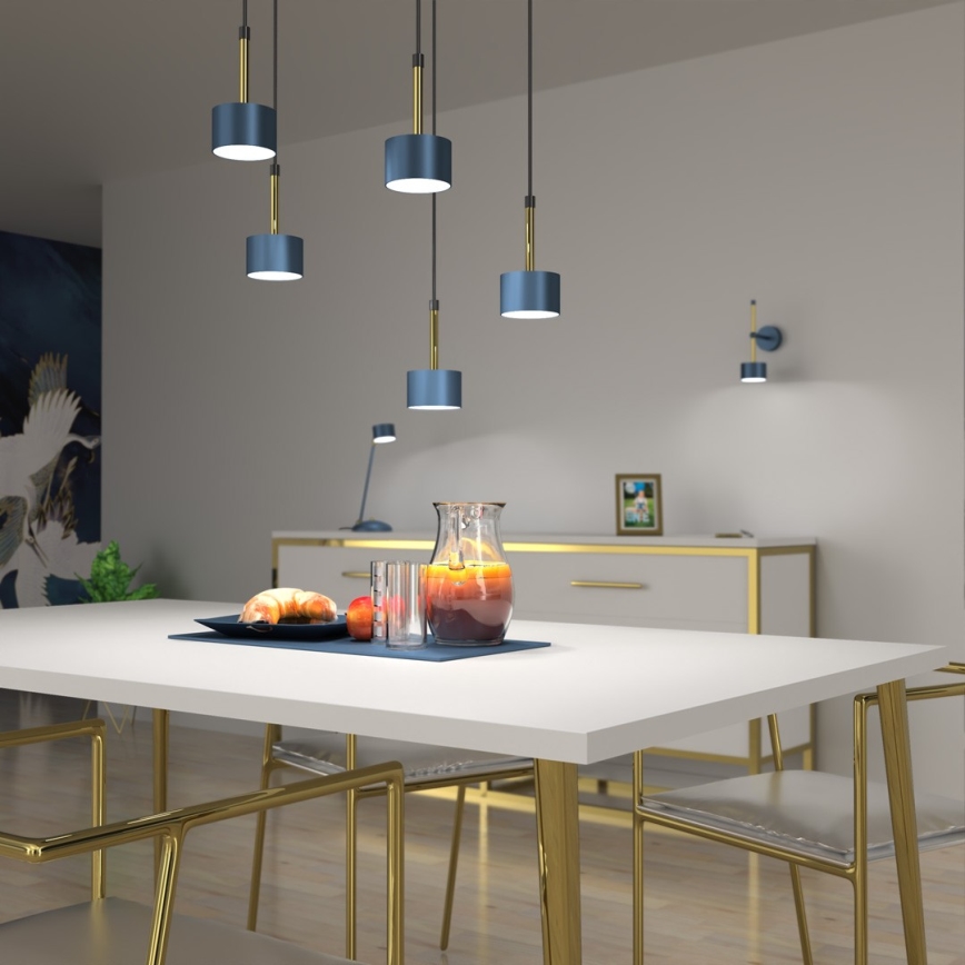 Chandelier on a string ARENA 5xGX53/11W/230V blue/golden