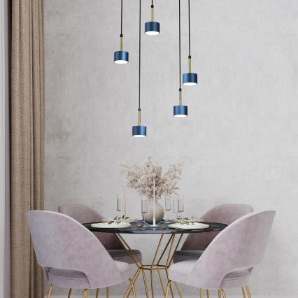 Chandelier on a string ARENA 5xGX53/11W/230V blue/golden
